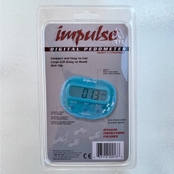 Impulse Light Blue Digital Pedometer, Model C-3 - Picture 4 of 4